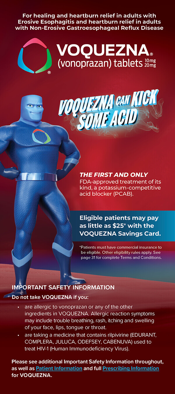 VOQUEZNA® (vonoprazan) mascot patient brochure